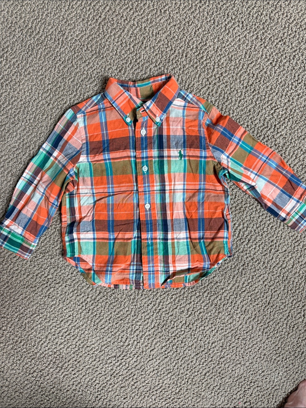 Ralph Lauren Orange, Green & Blue Plaid Button-Down Shirt